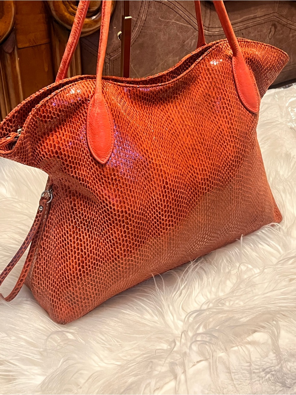 Sorial  Velvety Soft Snake Embossed  Leather hobo shoulder bag - Picture 5 of 14